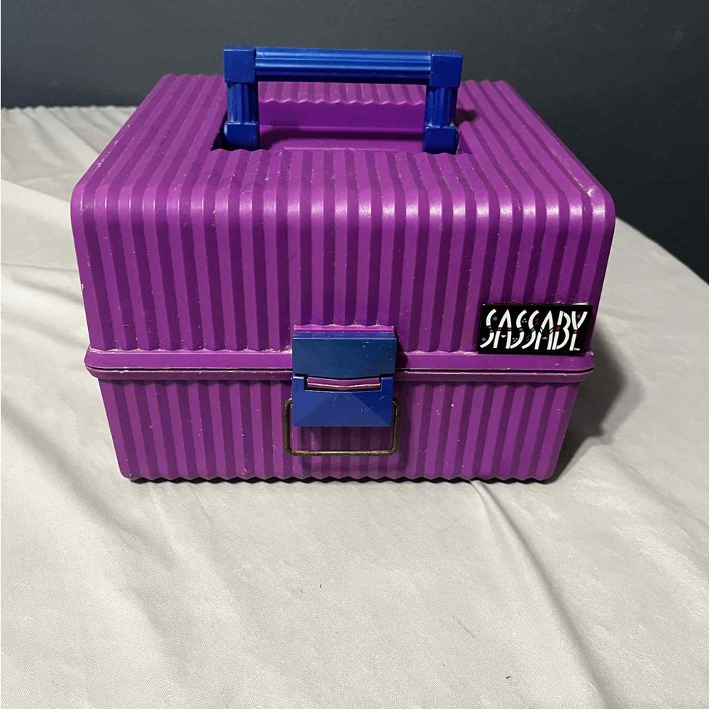 VTG Sassaby Cosmetics Holder Travel Size Carrying Case Purple & Blue